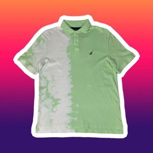 Nautica Green Tie Dye Short Sleeve Golf Polo Small